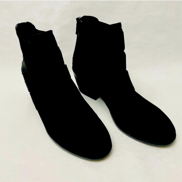 Eileen Fisher Willis Black Suede Elastic Strap Booties - Picture 2 of 5
